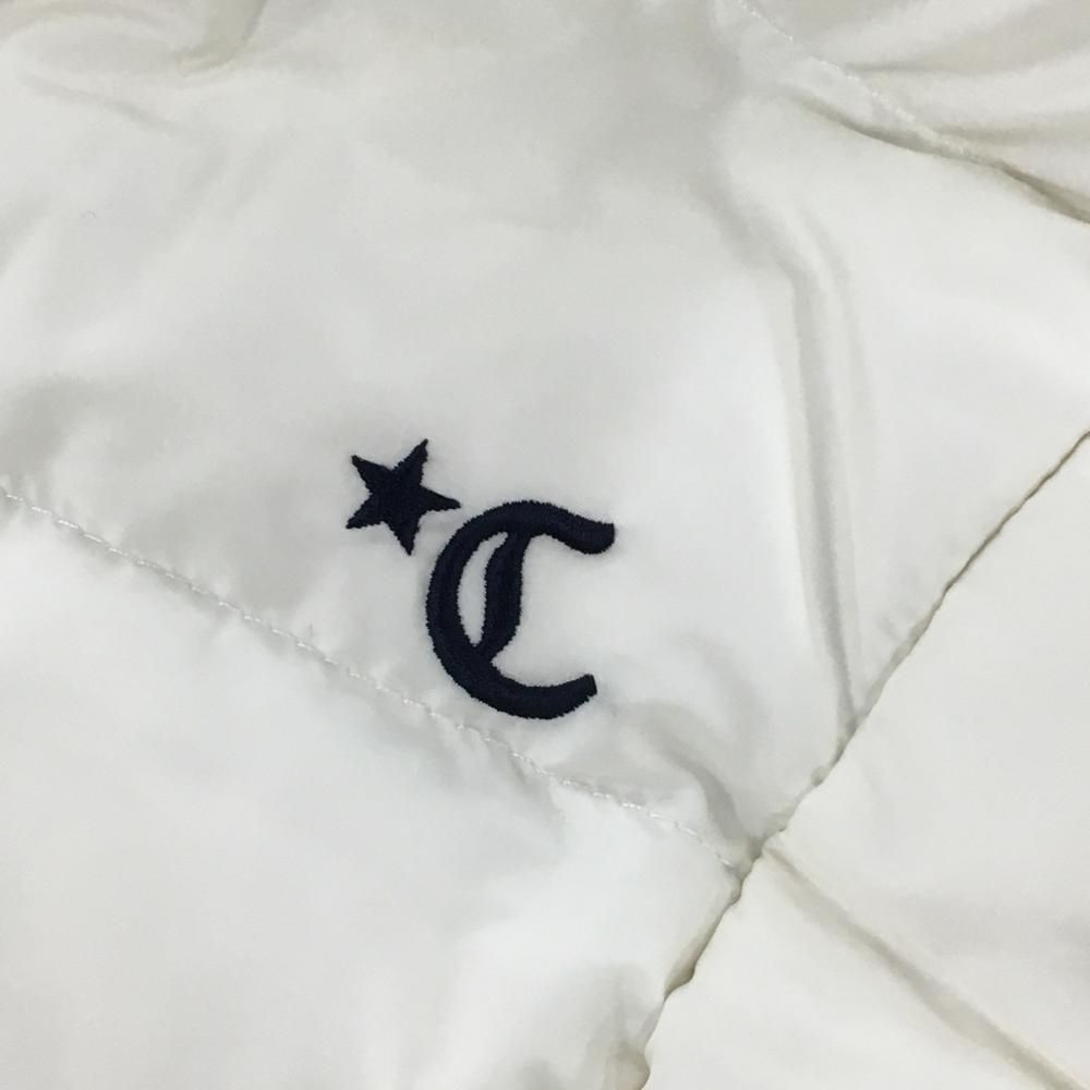 Callaway フード付きダウンベスト M ホワイト キャロウェイ 2WAYダウンベスト 白 ロゴネイビー フード着脱可 ドロー