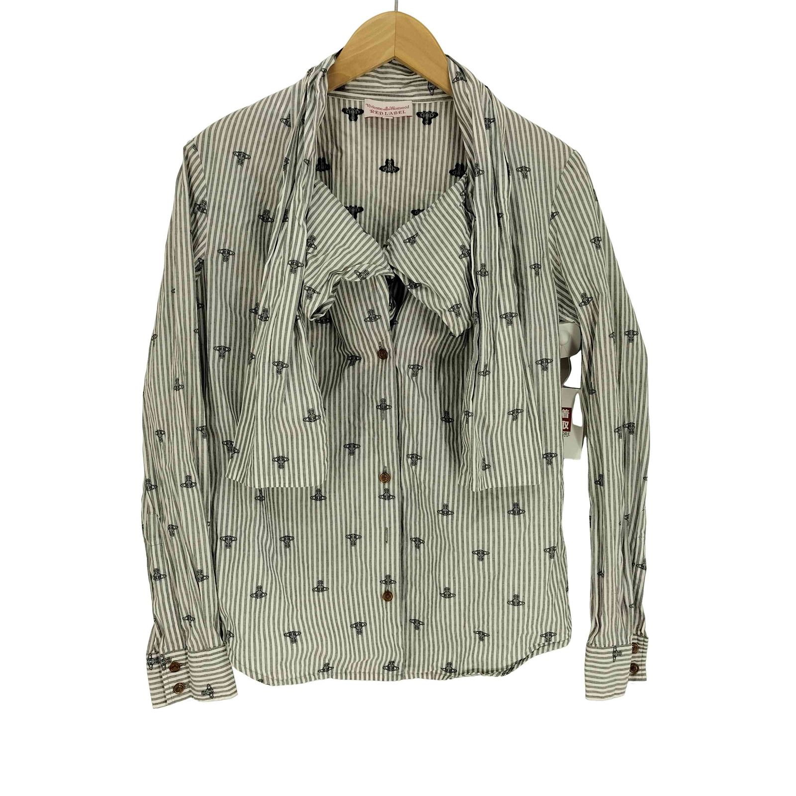 ヴィヴィアンウエストウッド ストライプ オーブ柄 リボン ブラウス シャツ