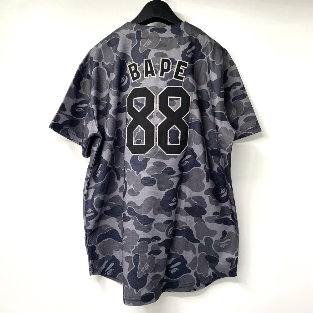 中古】A BATHING APE×mitchell&Ness ゲームシャツ ブラック