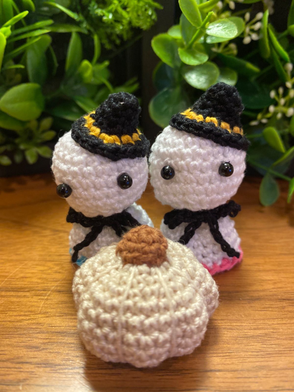 ハンドメイド　おばけ　かぼちゃ　ハロウィン　編みぐるみ　鍵編み　あみぐるみ　ぬいぐるみ　④