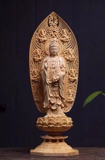 手彫り 阿弥陀如来三尊立像