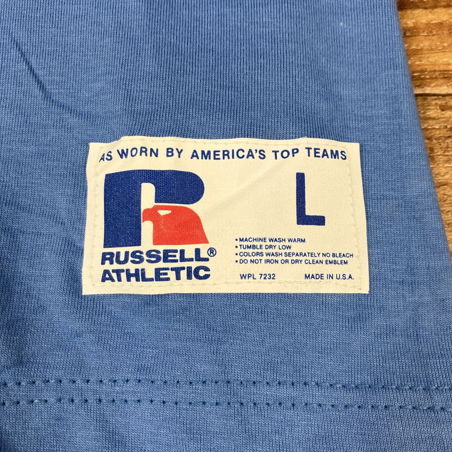 80年代 デッドストック ラッセル刺繍トリコタグ フットボールTシャツ 