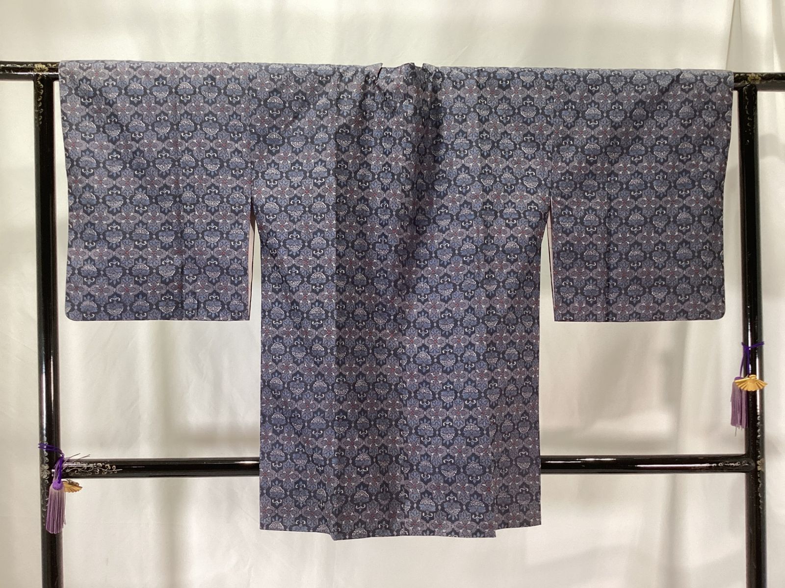 |正絹|紫×黒|仕立上がり|適応身長147～154㎝|11815