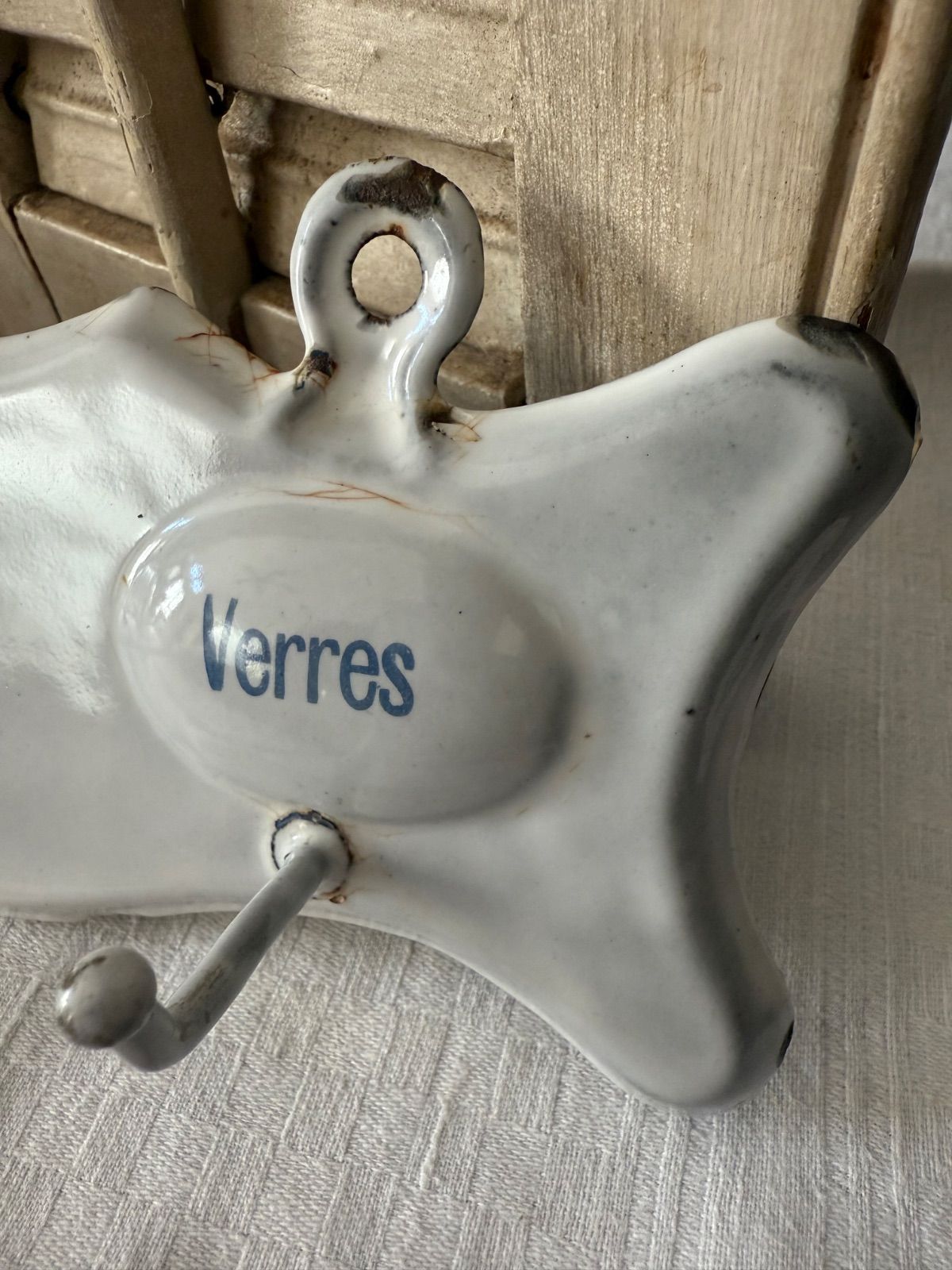 フランスアンティーク ホーロートーションラック カフェフック