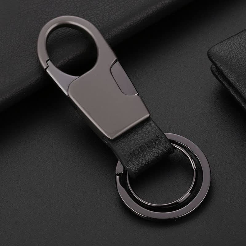 【新着商品】[AIXUAN] 亜鉛合金と黒い革のキーホルダーは2つのキーホルダーを持っています。（ギフトボックス付き） (タイプ9)