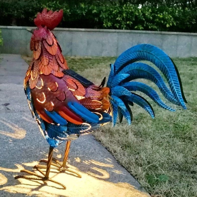 鶏 にわとり 鳥 バード ガーデンライト ソーラー ライト 自動 感光制御 おしゃれ 屋外 庭 ガーデニング 置き型 置物 オブジェ モダン STEELWINDOWSANDDOORS_COM