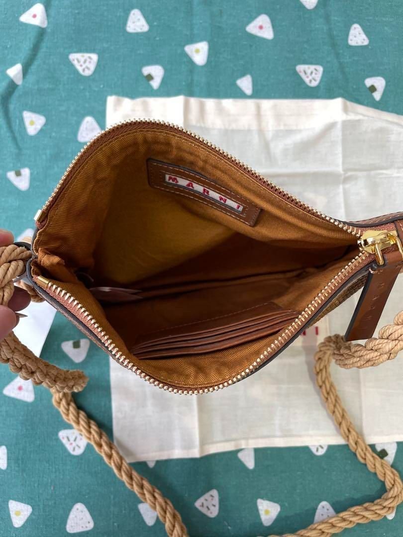 MARNI ラフィアロゴ刺繍ロープチェーンショルダーバッグ 楽天