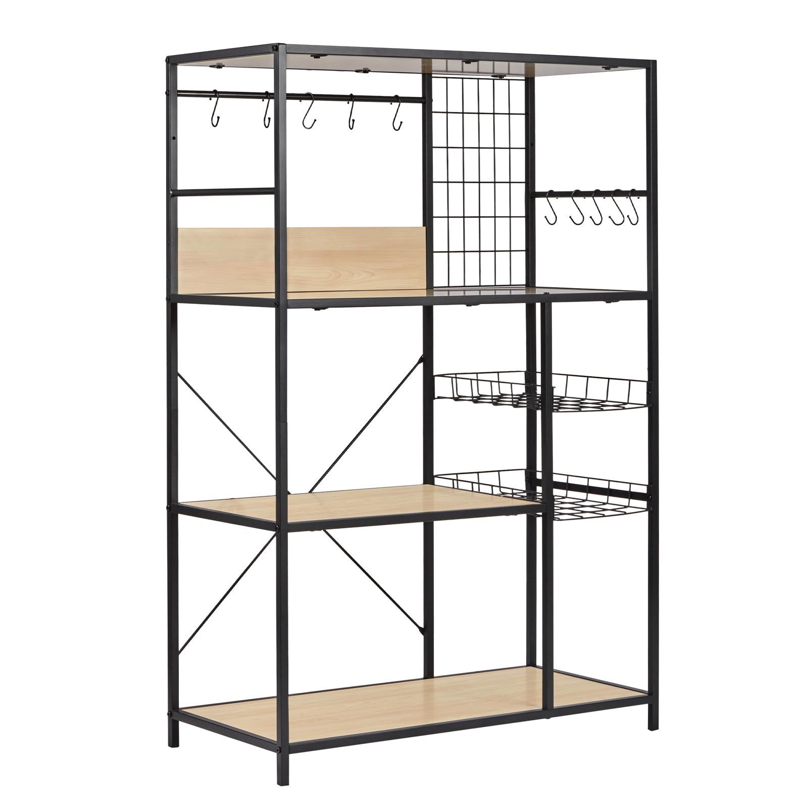 食器棚 キッチン棚 幅83 全体耐荷重90kg キッチンラック 大型電子レンジ対応 レンジ台 キッチン収納 レンジラック S字フック10個 fusehome アジャスター付きオープンラック