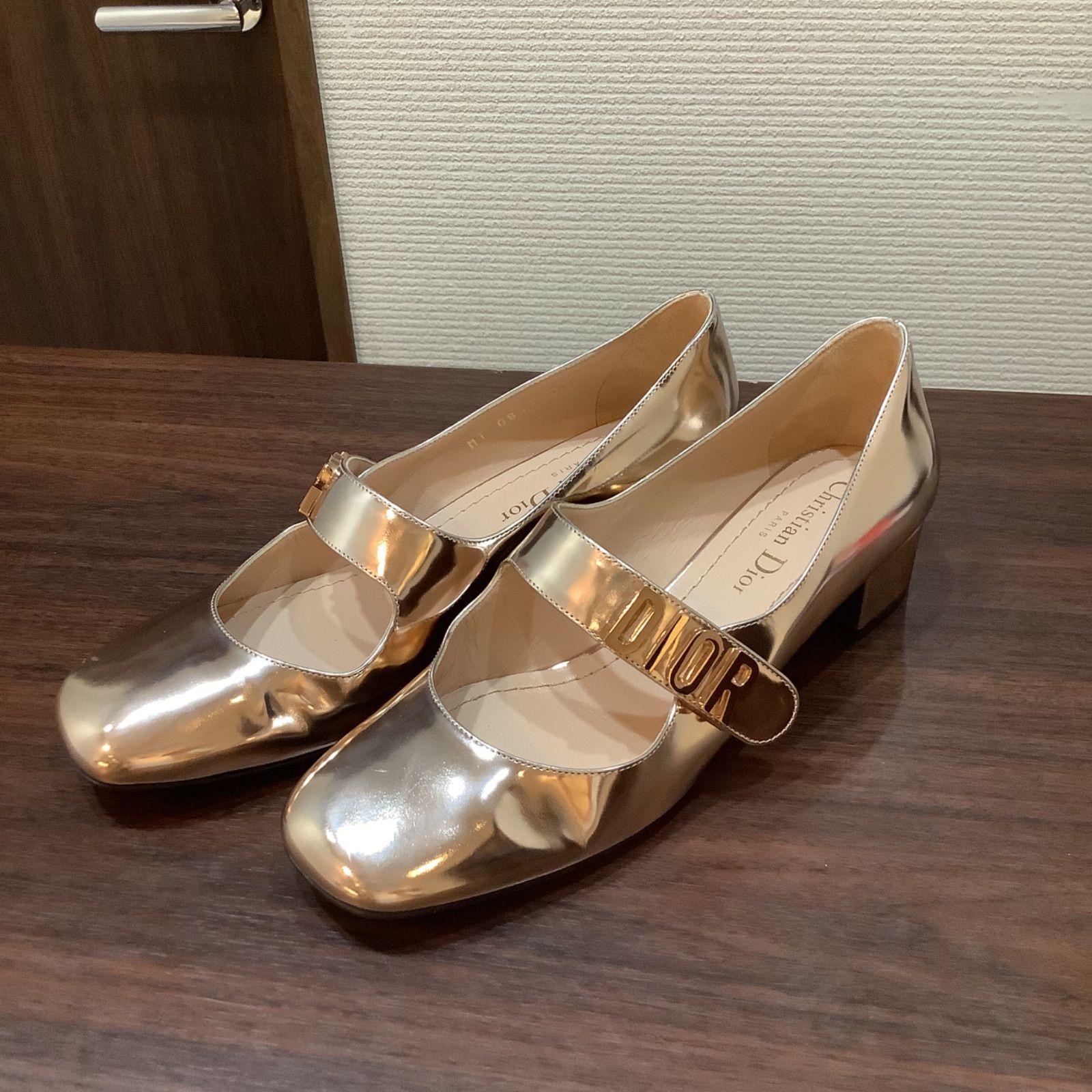 クリスチャンディオール Christian Dior ロゴ ストラップ パンプス メタリック MT 0818 【36.5】レディース ディオール  メリージェーン B625