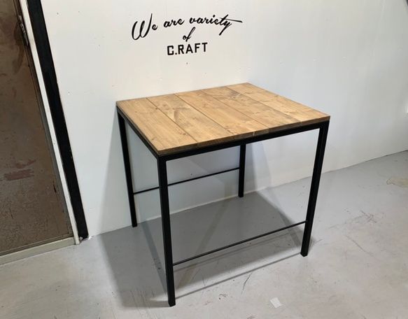 アイアン　ウッド　ダイニングテーブル　600×700　インダストリアルデザイン