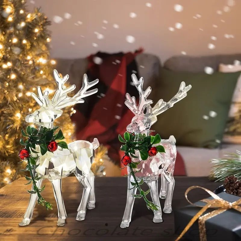 クリスタル風アクリル製トナカイフィギュアアクリルクリスマス
