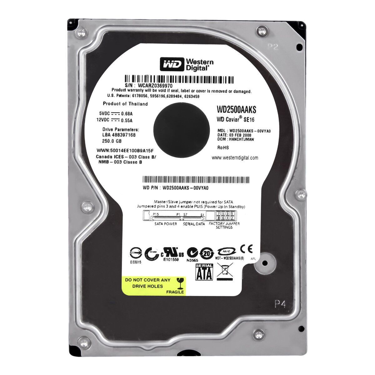 Western Digital CAR SE16 250GB 7.2K 16MB SATA II 3.5 WD2500AAKS