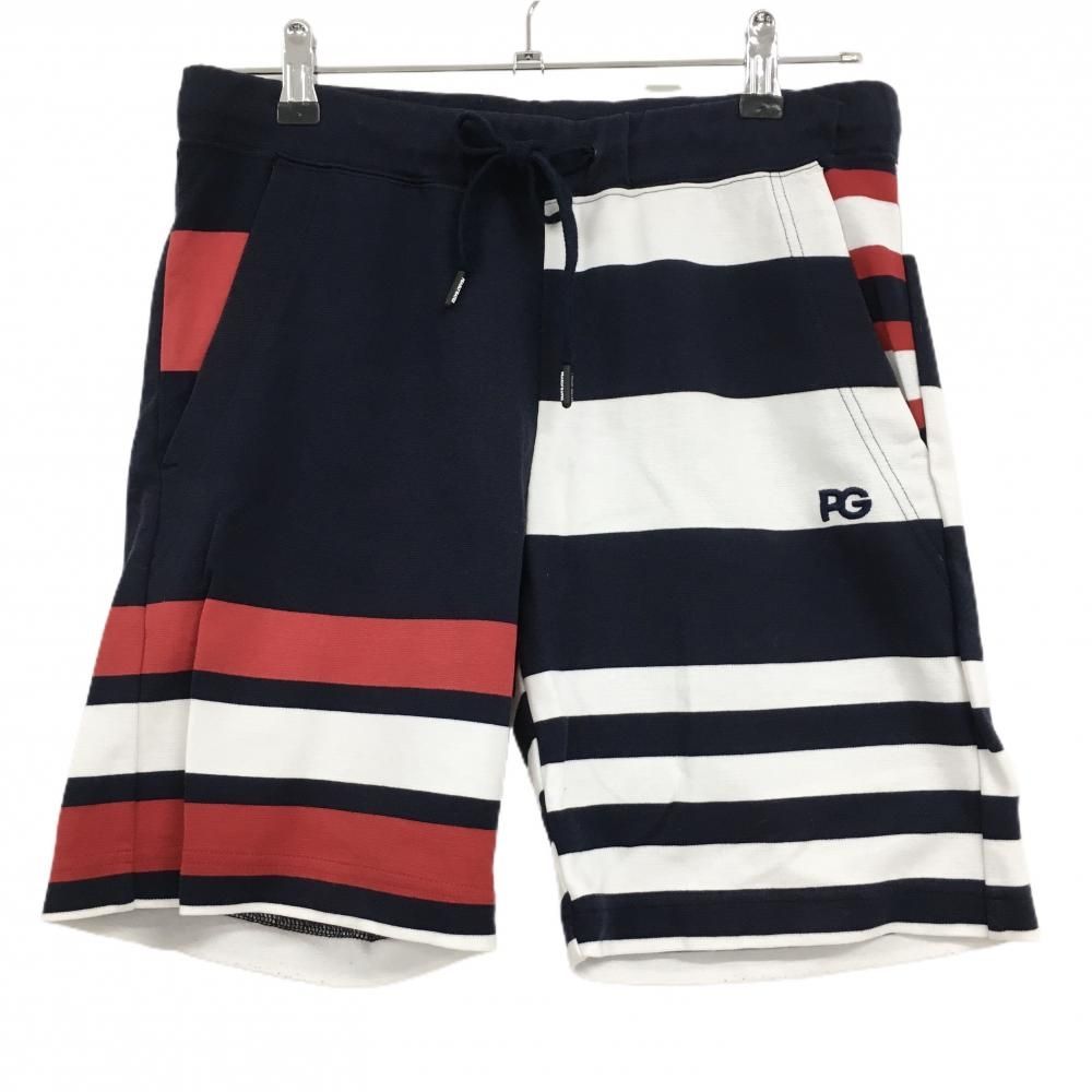 パーリーゲイツ ハーフパンツ ネイビー×レッド 一部ボーダー トリコロール メンズ 4 M ゴルフウェア PEARLY GATES