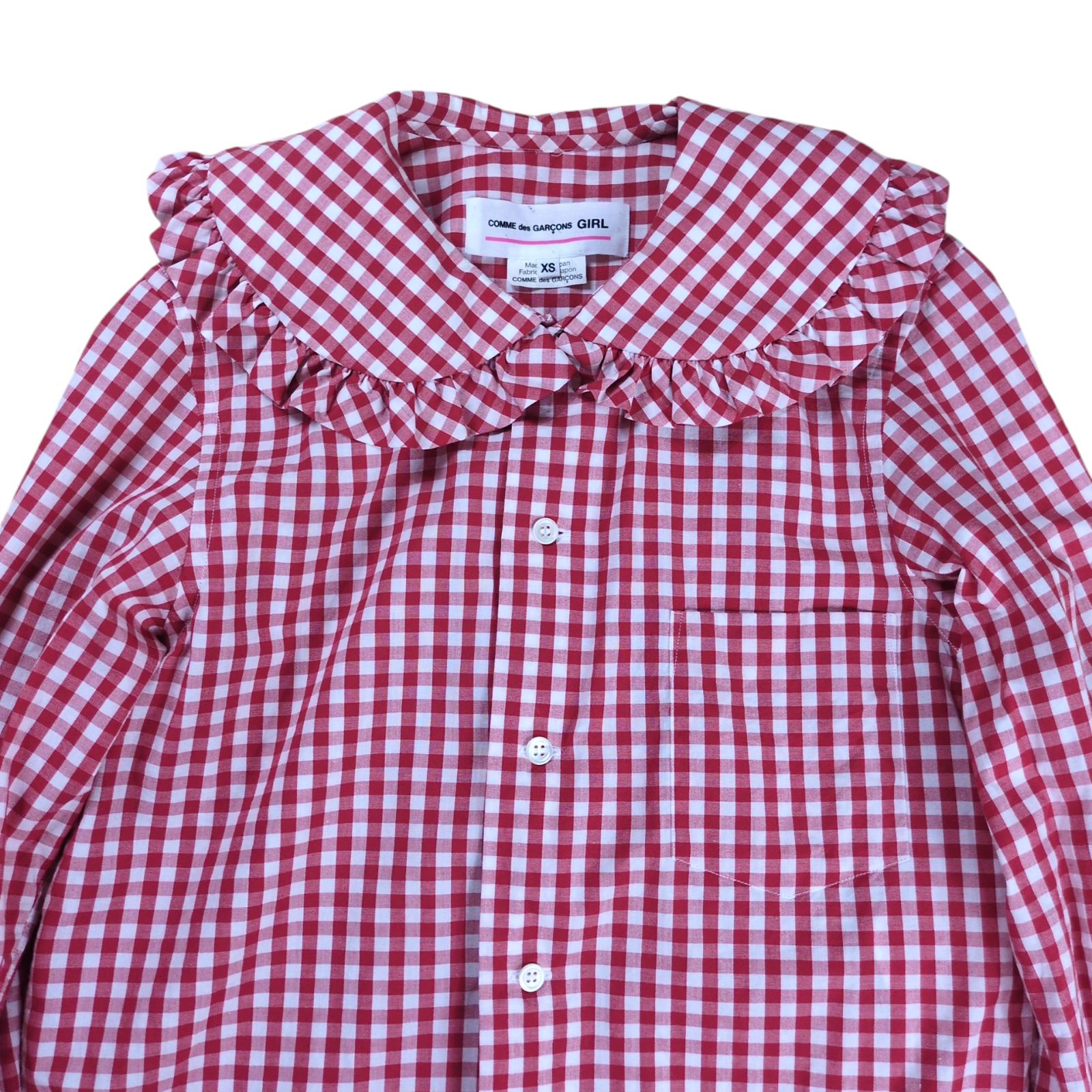 COMME des GARCONS - COMME des GARCONS / コムデギャルソン | 2012SS | 丸襟 ギンガムチェック フリルシャツ | XS | ピンク/ホワイト | レディース 2290238777.jpg?1718172245