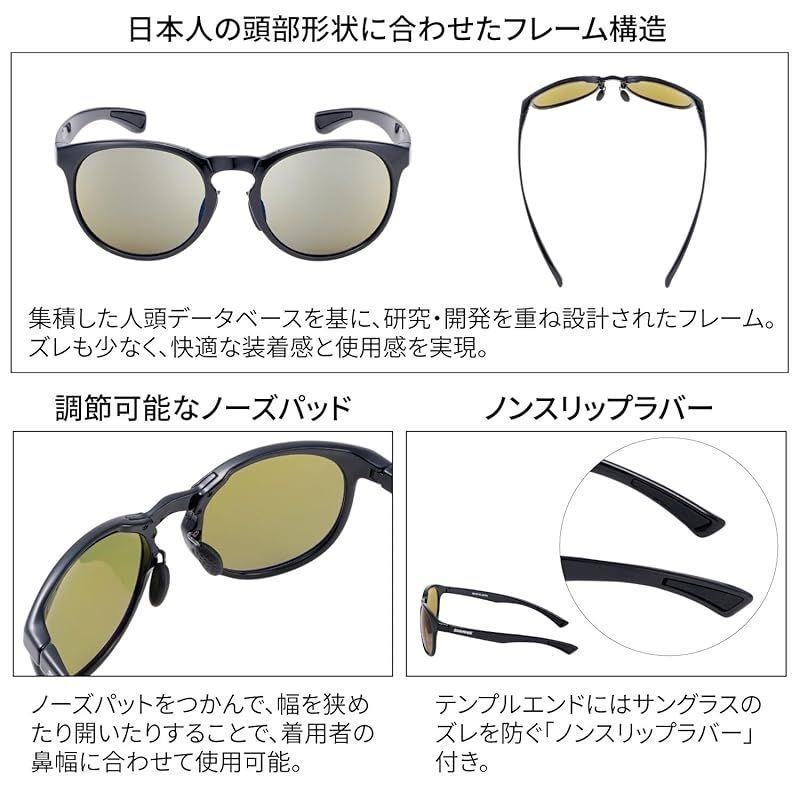 スワンズ 日本製 サングラス 偏光 ER イーアール ER5-0168 BK 偏光ULTRAライトグリーン（両面マルチ） 釣り バス釣り フィッシング アウトドア ラウンド カジュアル ファッション スワンズ] 日本製 サングラス 偏光 ER イーアール ER5-0168 BK 偏光