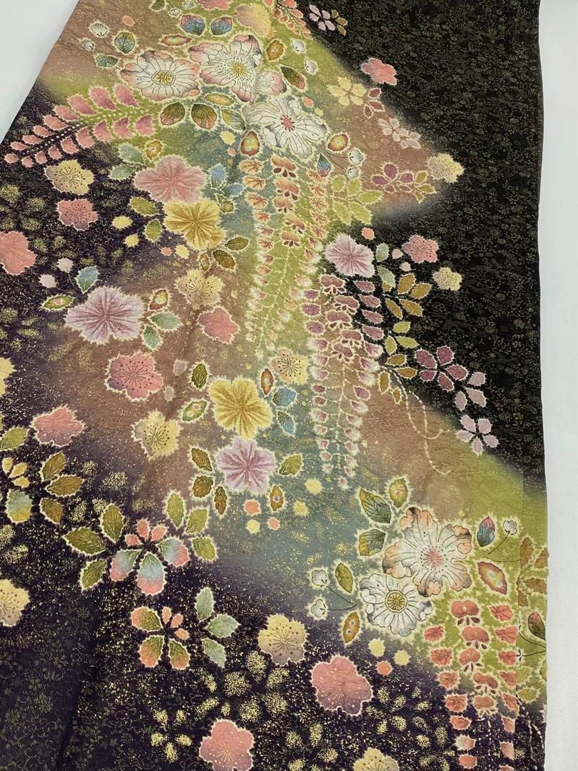 振袖 豪華 桐屋 翠山工房 金通し 金彩 絞り加工 辻が花 身丈166cm 