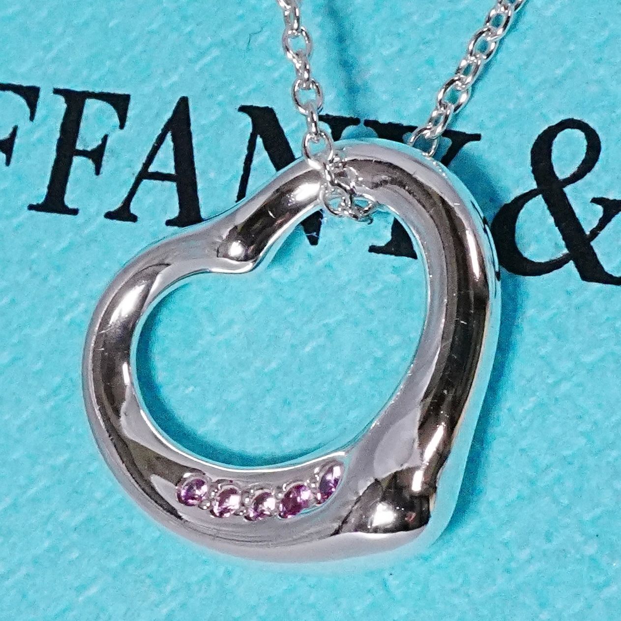 ティファニー 5P ピンクサファイア オープンハート|25-1176S