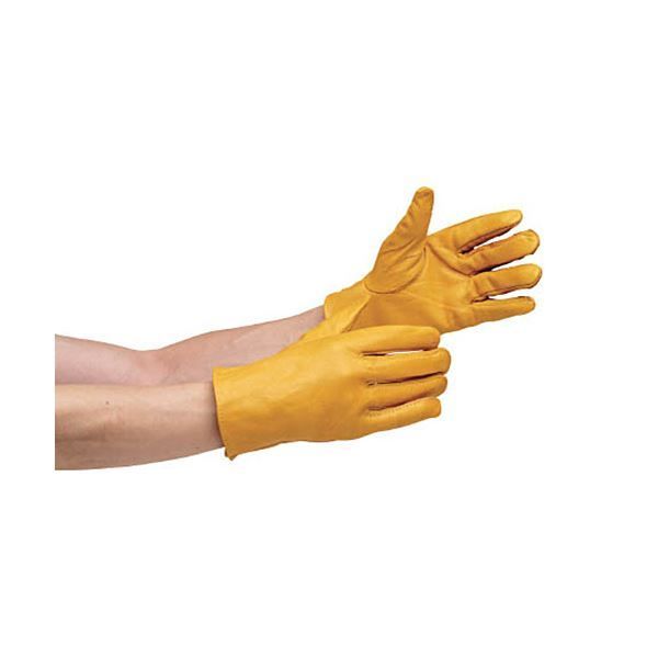 〔まとめ〕 ミドリ安全 牛表革 手袋 MT-14D牛 黄 MT-14D-GYUU-Y 1双 〔×3セット〕 グローブ