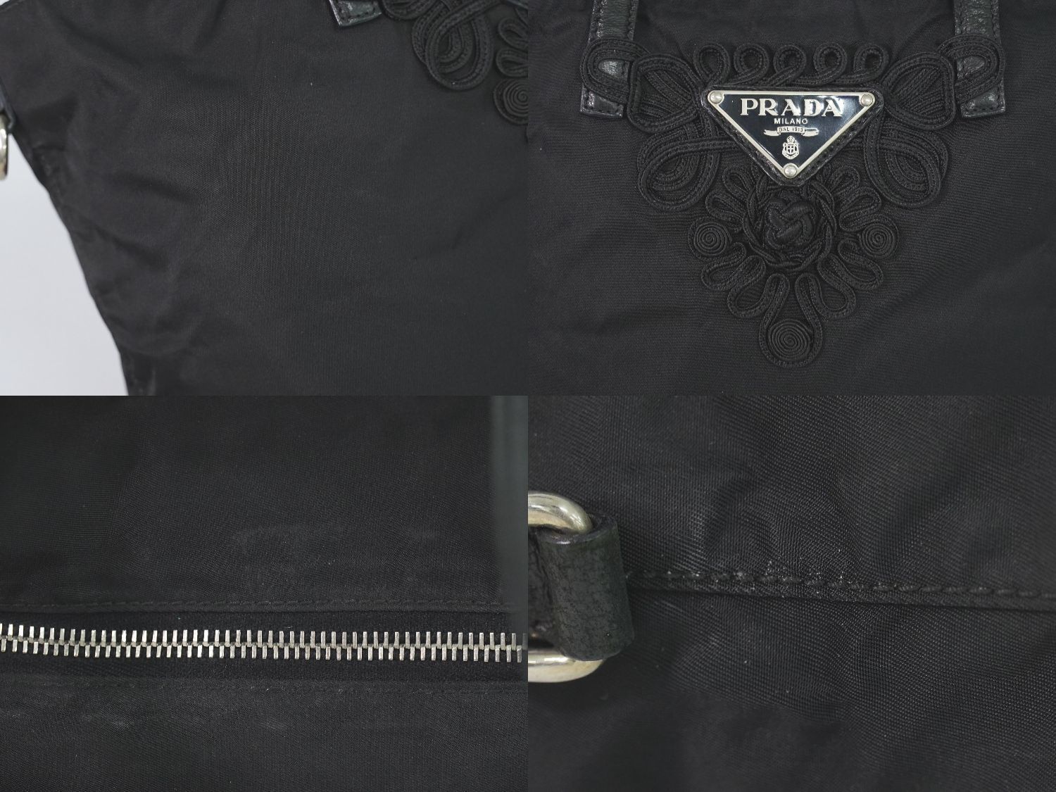 本物 プラダ PRADA テスート 刺繍 トートバッグ ショルダーバッグ  