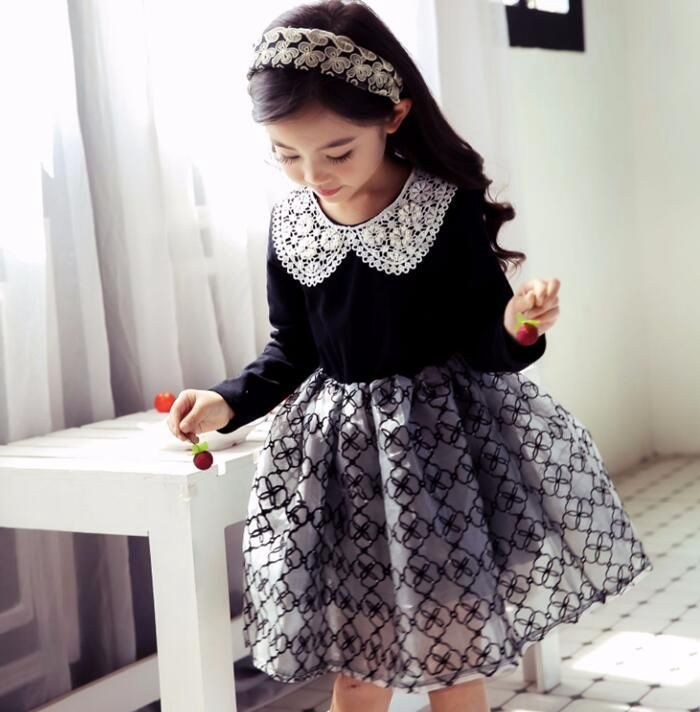 【新着商品】女の子 発表会 結婚式 卒園式 入学式 ブラック 長袖 バルーンスリーブ 襟 花柄 ワンピース キッズ [Lezalic] 子供ドレス 発表会 フォーマルドレス 黒 七五三 卒業式 長袖ワンピース