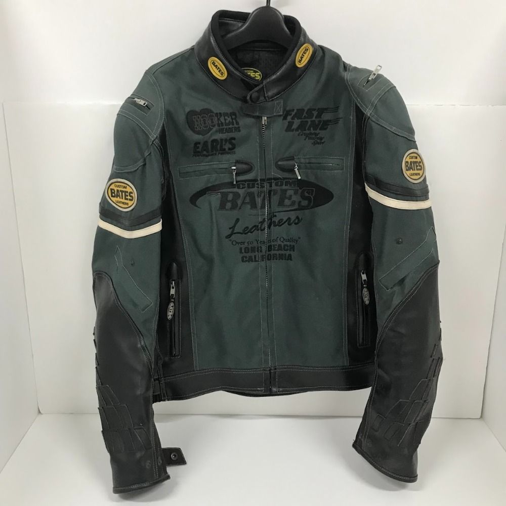 08w9325 BATES レーシングジャケット バイカージャケット グリーン|ブラック XLサイズ アウター