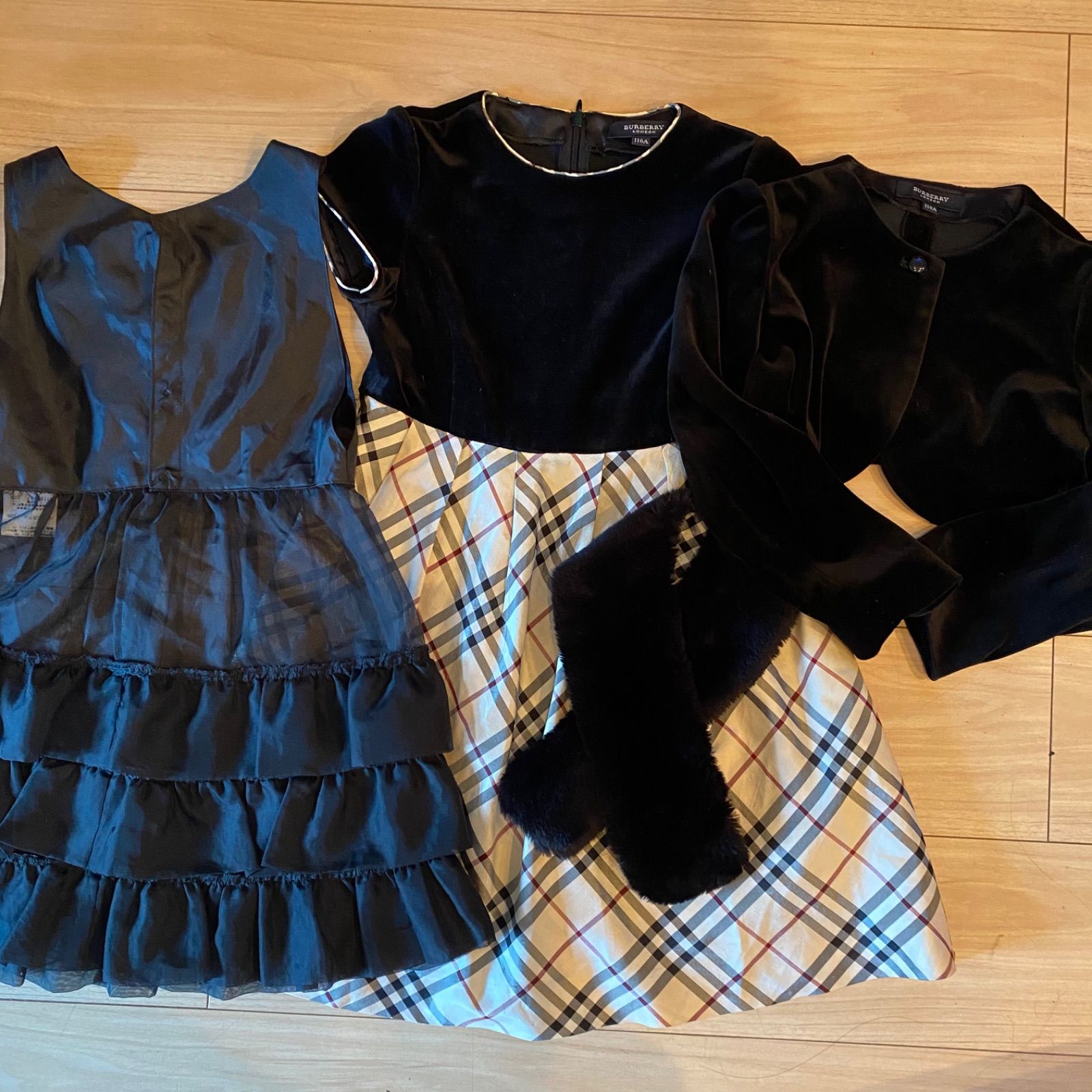 バーバリー 110 フォーマル ワンピース パニエとボレロ付き4点セット入学式