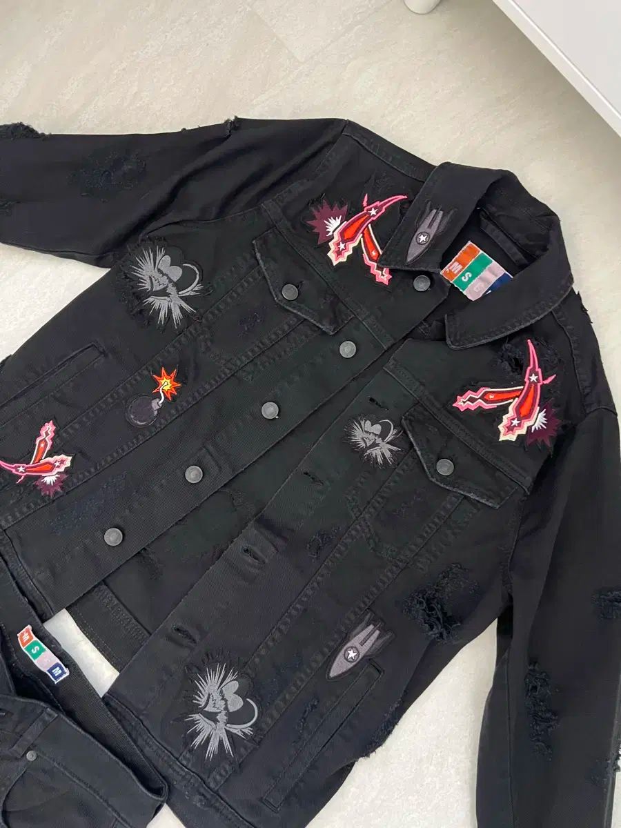 MSGM 黒 デニム ジャケット パンツ セット 38