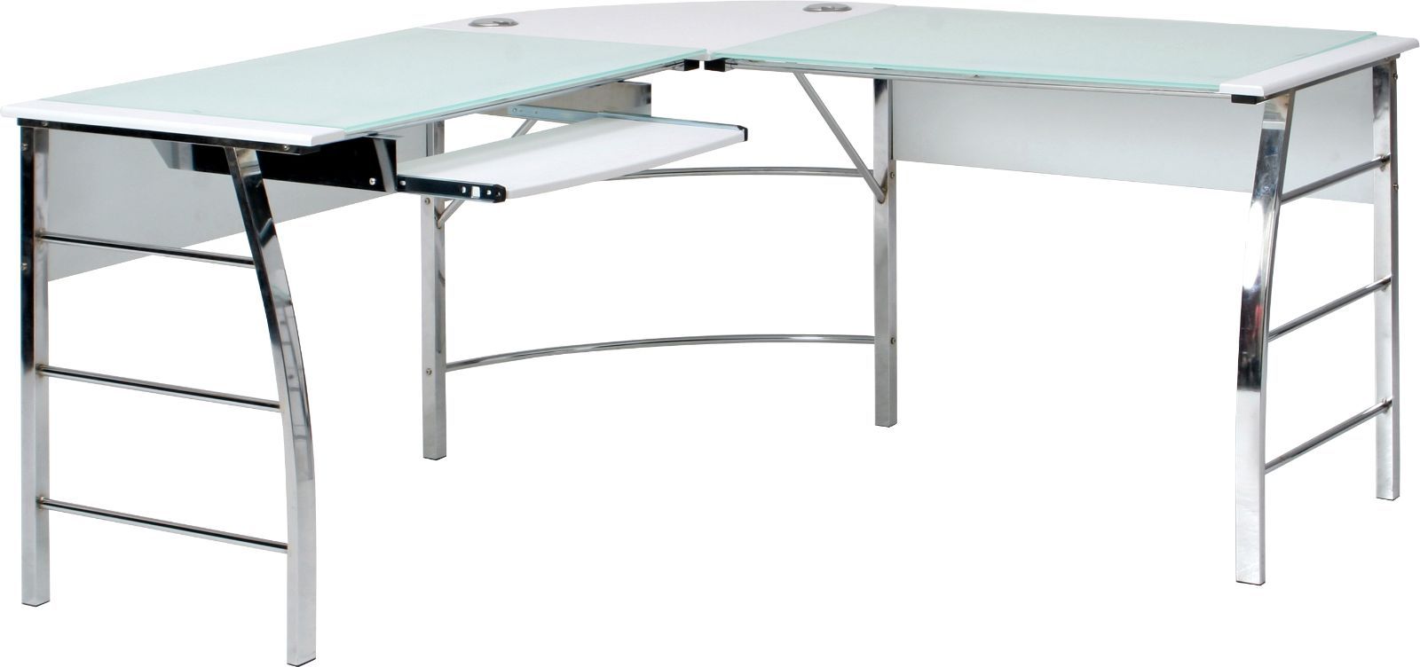 [C/D:70391] ガラスＰＣデスク Ｌ型 ＣＴ－１０４０ＷＨ