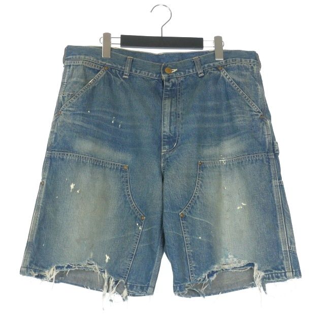 セントマイケル SAINTMICHAEL 25SS DOUBLE KNEE SHORTS デニムショーツ ハーフパンツ XL ブルー 青 SM-HR8-0000-073