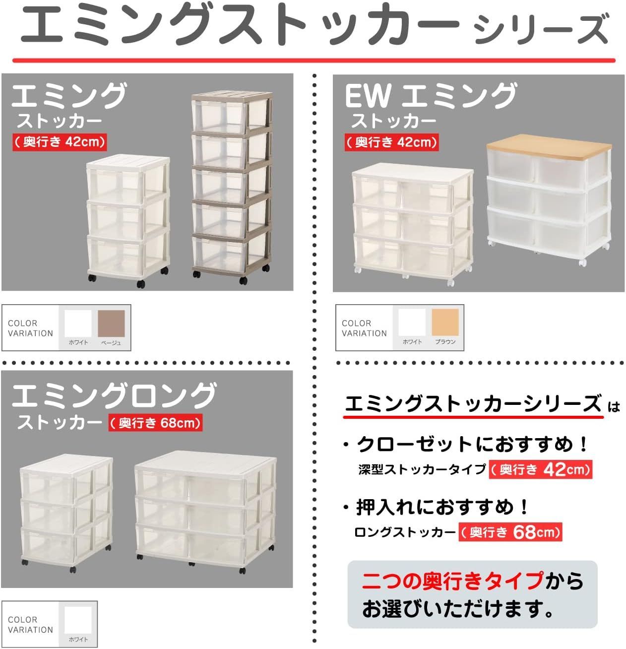 新品 JEJアステージ 収納ケース エミングストッカー 5段 イト 簡単組立