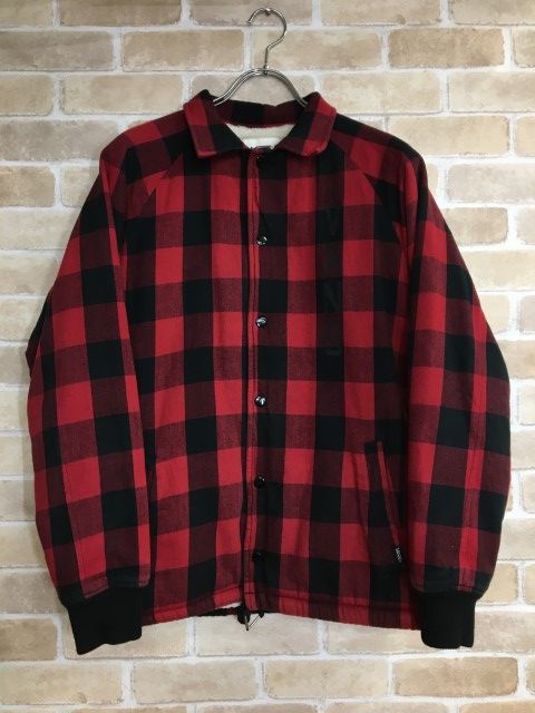 中古】 VANS ﾊﾞﾝｽﾞ ｺｰﾁｼﾞｬｹｯﾄ ﾎﾞｱ VA16FW-MJ02 ﾁｪｯｸ柄 ﾛｺﾞ ﾚｯﾄﾞ系 S