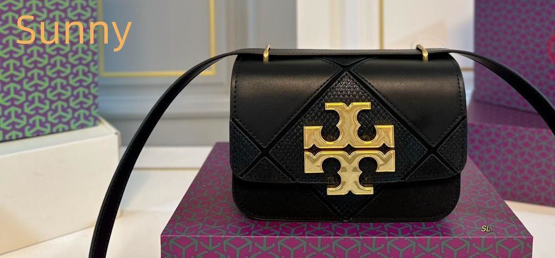 新作 トリーバーチ Tory Burch ゴールドブリック豆腐バッグ ショルダー・斜め掛けバッグ 女性用 彫刻感のあるロゴ ブラック   ファッション （折りたたみボックス付き）
