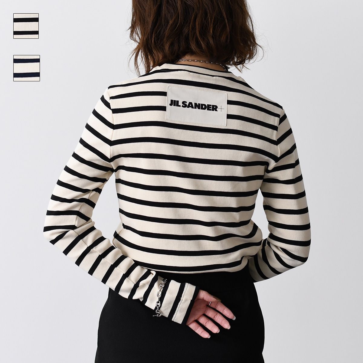 JILSANDER ジルサンダー トップス バッグロゴボーダー長袖Tシャツ 
