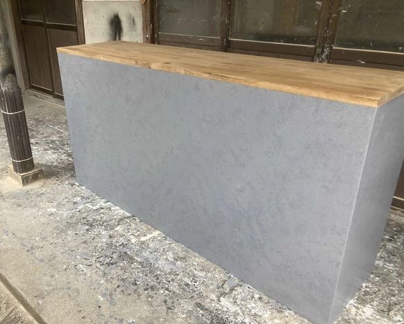 受注製作 箱型 グレーストーン柄 石目 モルタル 受付カウンターテー レジカウンタ 1600 店舗 ネイル 美容室