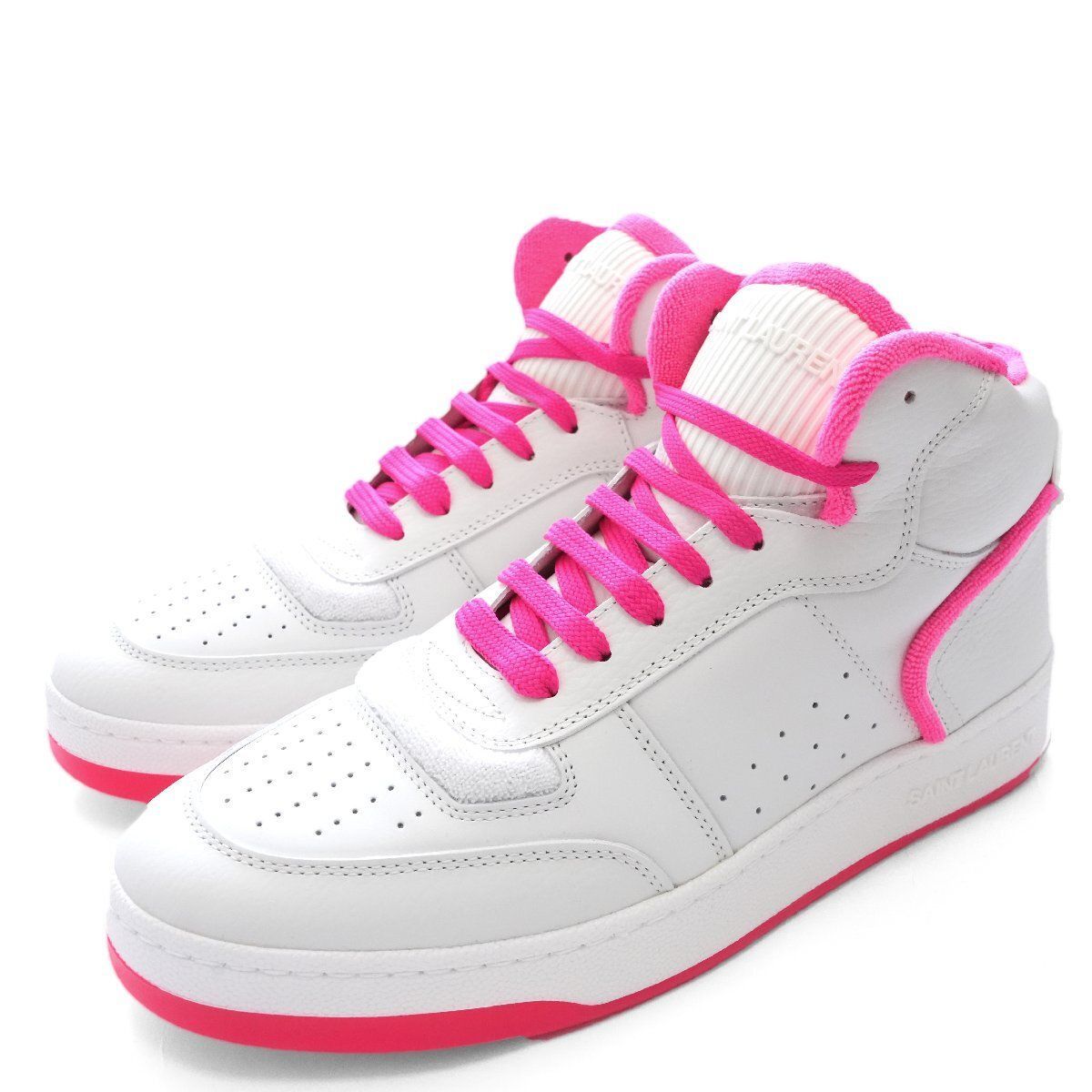 2024◆SAINT LAURENT ◆サンローラン◆SL80 ハイカット レザー スニーカー◆ホワイト 白◆41 26cm◆SL80 MID TOP SNEAKER シューズ 靴【新品・未使用・正規品】