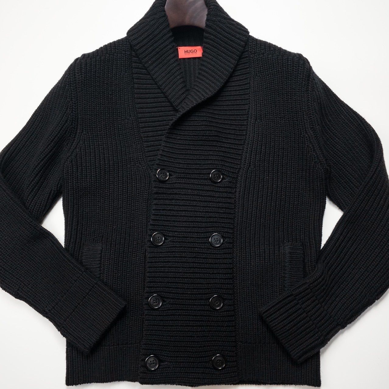 美品】ヒューゴボス HUGO BOSS ダブルブレストジャケット ニット 