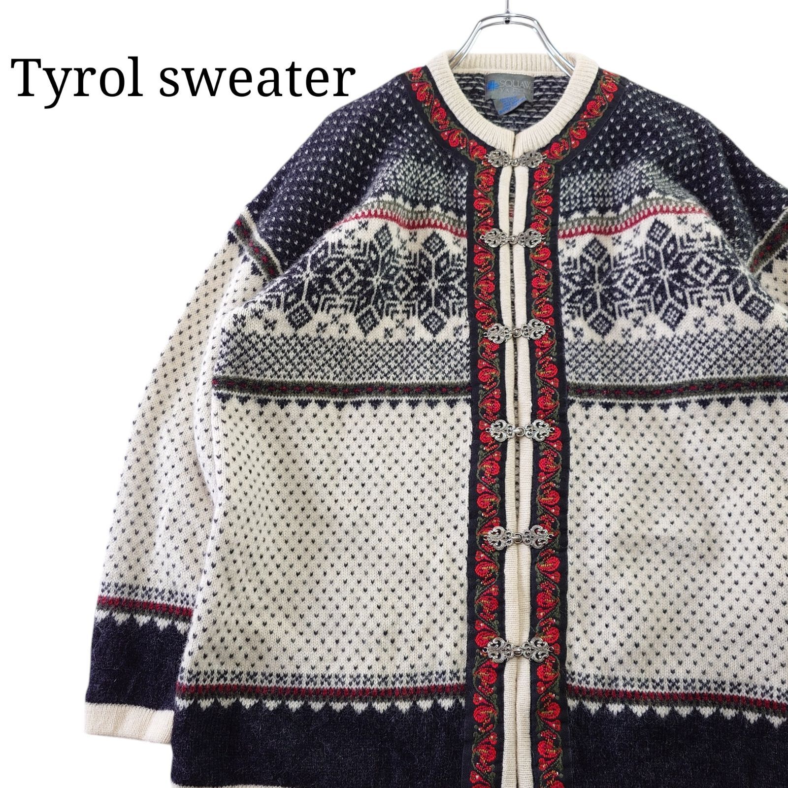80s-90s チロルニットカーディガン メタルフックノルディック 80s-90s チロルニットカーディガン メタルフックノルディック