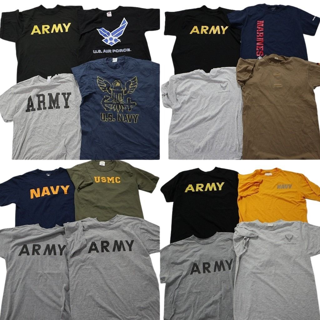古着卸 ミリタリー 半袖Tシャツ 16枚セット メンズ Ｍ |Ｌ USMC ARMY NAVY ワンポイント 古着 NA1868