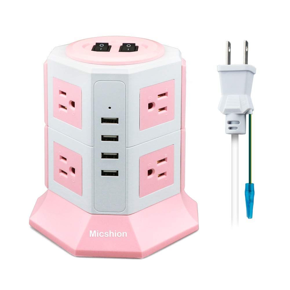 【人気商品】入力100ｖ-125ｖ 4ポート（4.5A/5V）1500ｗ 急速充電可能 USB 雷ガード保護 8個口 過負荷保護 AC 延長コード2m 2つのバイポーラスイッチ 職場用 コンセント 家庭用 電源タップタワー型 