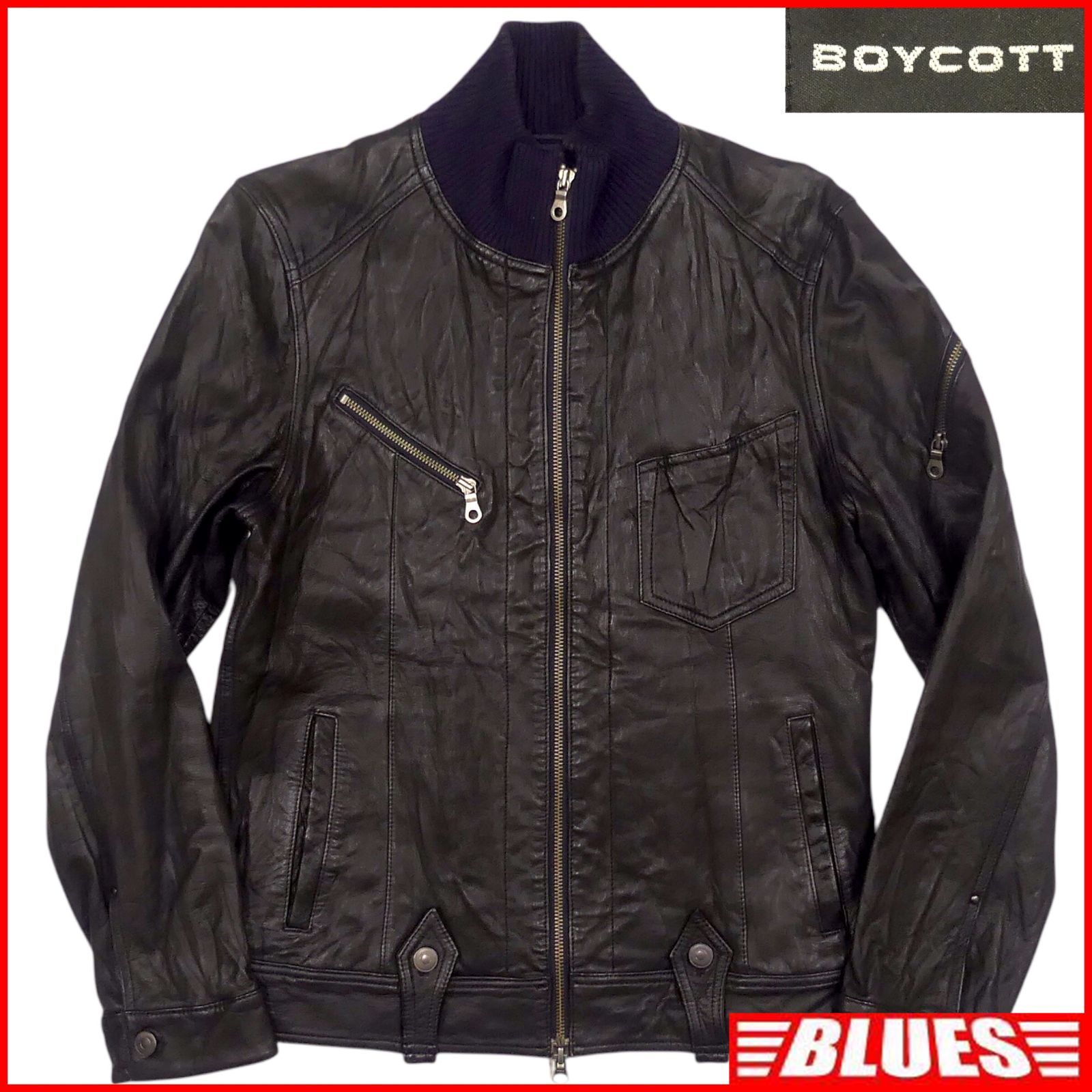 BOYCOTT ボイコット ジャケット レザー ブルゾン ジャンパー L 黒 本革 
