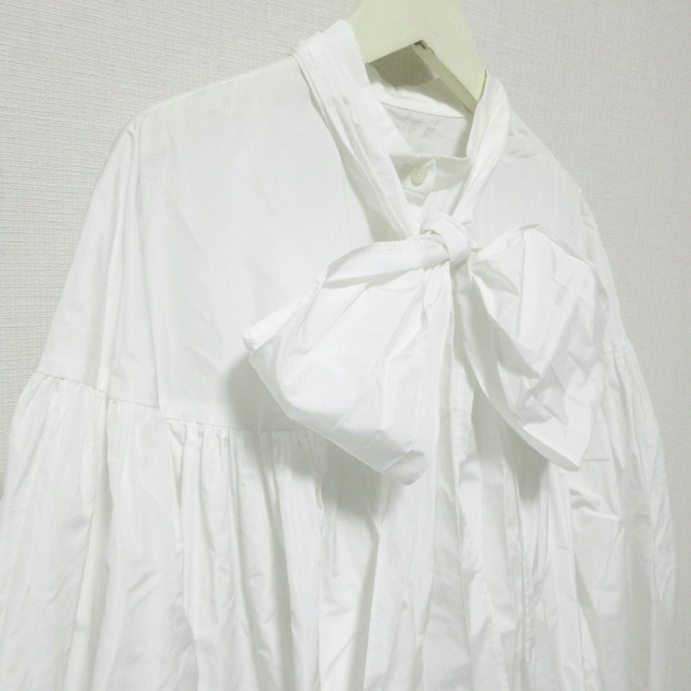 良品 yori ヨリ リボン バルーンブラウス シャツ YR2021-093AW 38 ホワイト レディース 古着 中古 USED 良品 yori ヨリ リボン バルーンブラウス シャツ YR2021-093AW