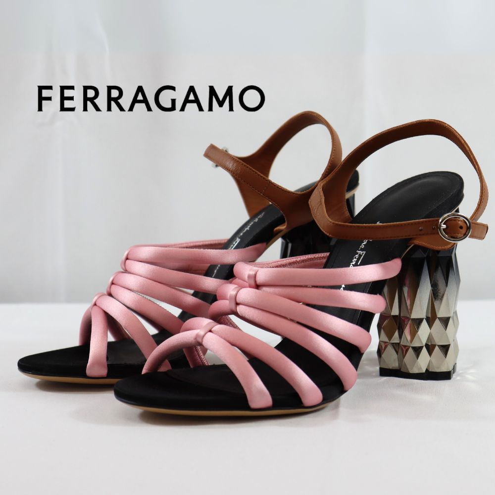 26.0cm【限定セール】新品・未使用 FERRAGAMO フェラガモ ストラップサンダル 10.5cm ヒール 01Q546 724321 ピンク  ブラウン サルヴァトーレ フェラガモ SALVATORE FERRAGAMO 大きいサイズ - メルカリ