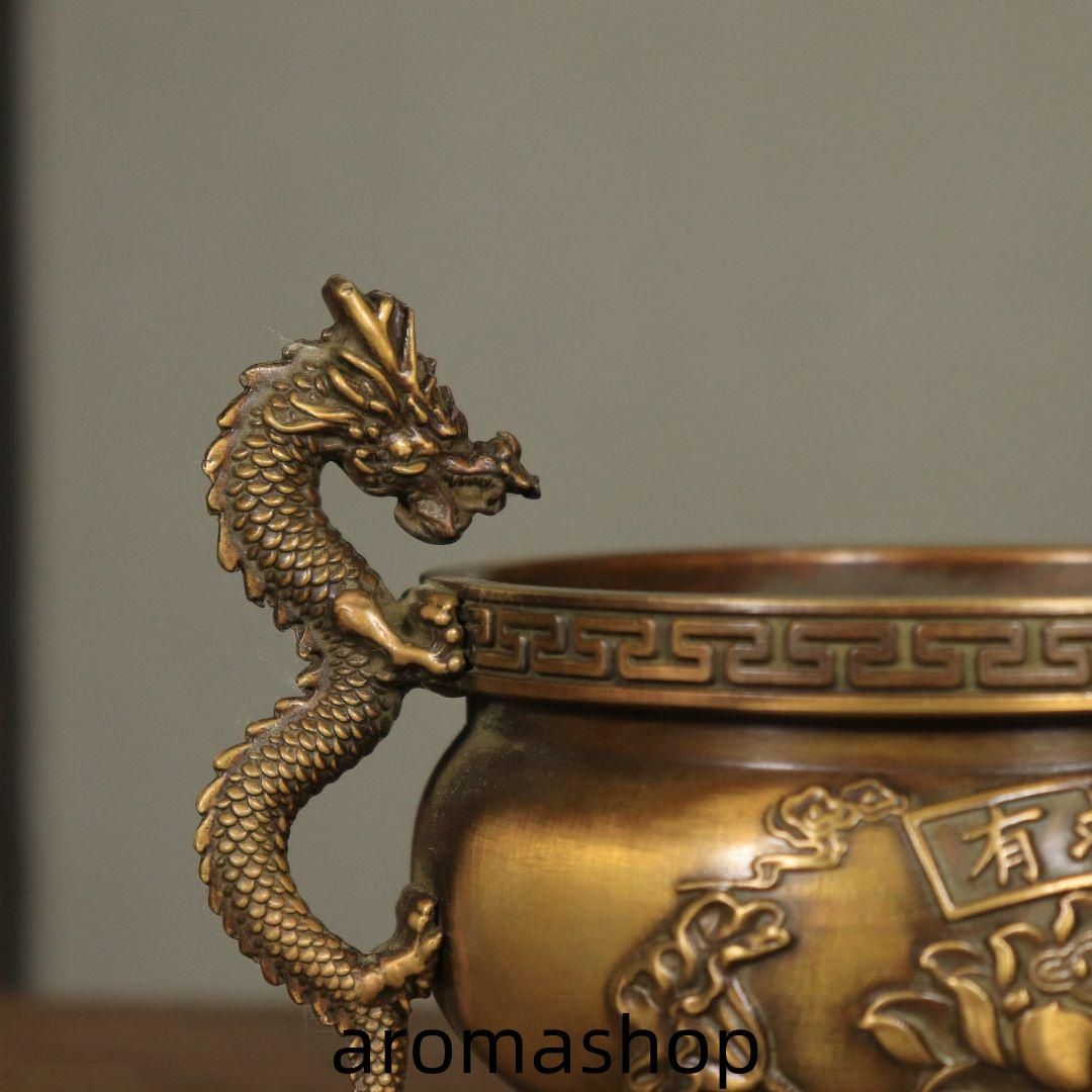 銅器 香炉 双龍耳蓮華香炉 三足鼎 仏堂挿香香炉 双龍炉 装飾品 工芸品 置物 銅器 香炉 双龍耳蓮華香炉 三足鼎 仏堂挿香香炉 双龍炉 装飾品