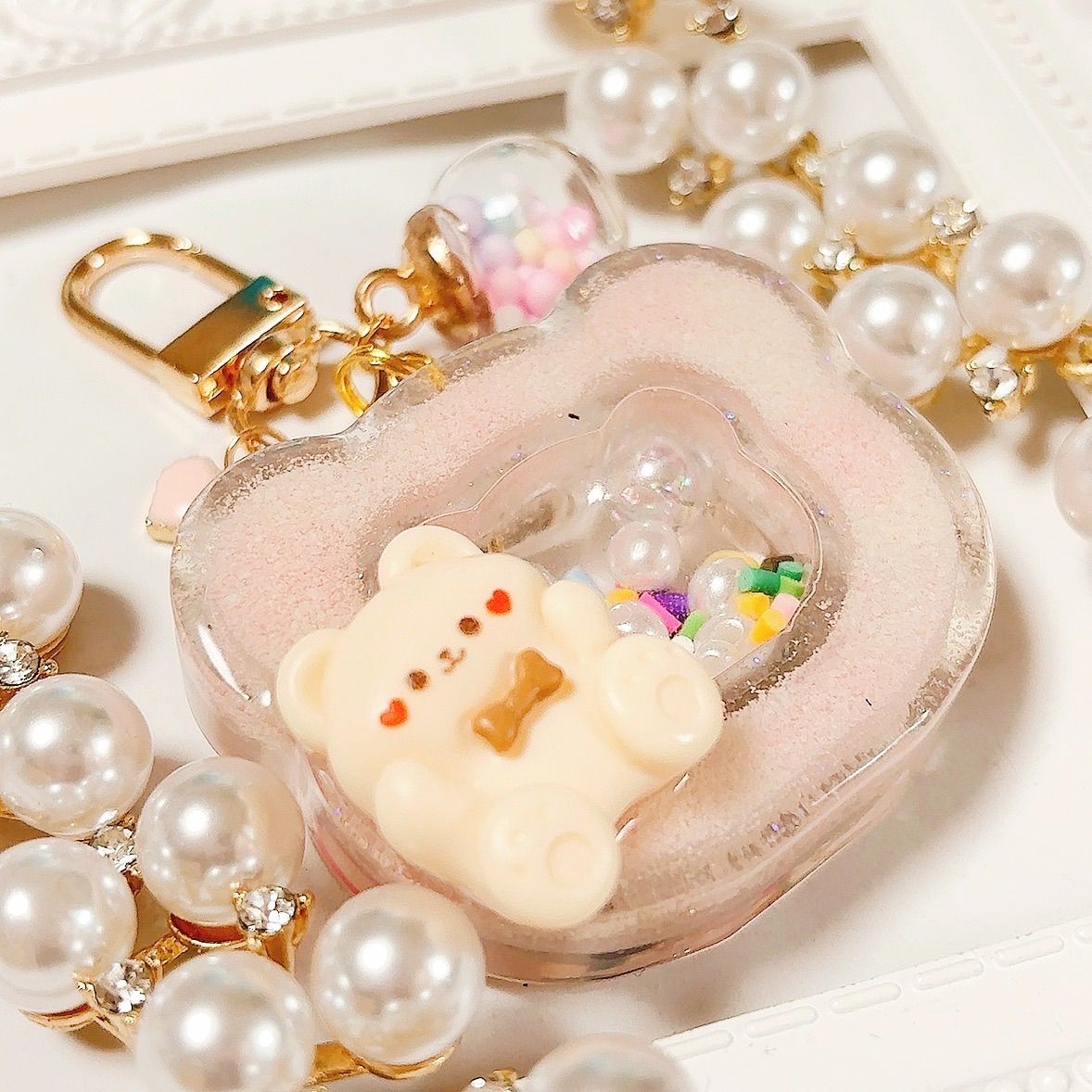 シャカシャカキーホルダー　ピンク✖︎イエローm'sチョコドリンクシェーカー 専用◇ハートシェイカー シャカシャカキーホルダー チャーム