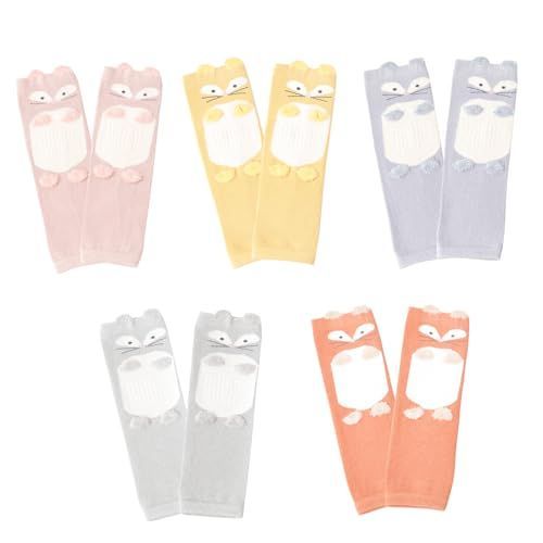 かわいい動物_3ヶ月 - 24ヶ月 [MOMSMENU] ベビー レッグウォーマー 秋 冬 綿 通気性 柔らかい 赤ちゃんレッグカバー膝当て 擦りむき防止 5足セット