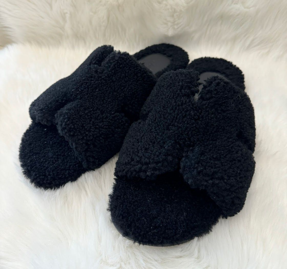 HERMES・エルメス◆オラン ボア ムートン ミュール 美品 HERMES エルメス ミュール フラット サンダル オラン ムートン