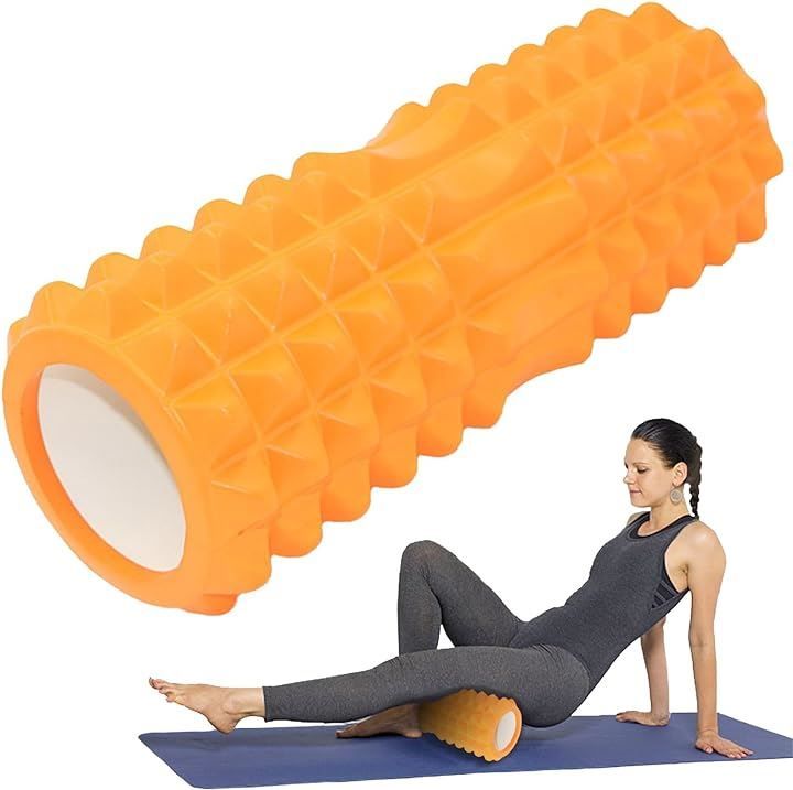 efile lims 筋膜リリース フォームローラー 足痩せ 筋膜ローラー ヨガ ストレッチローラー 肩甲骨はがし 33x13cm オレンジ( オレンジ(33x13cm))