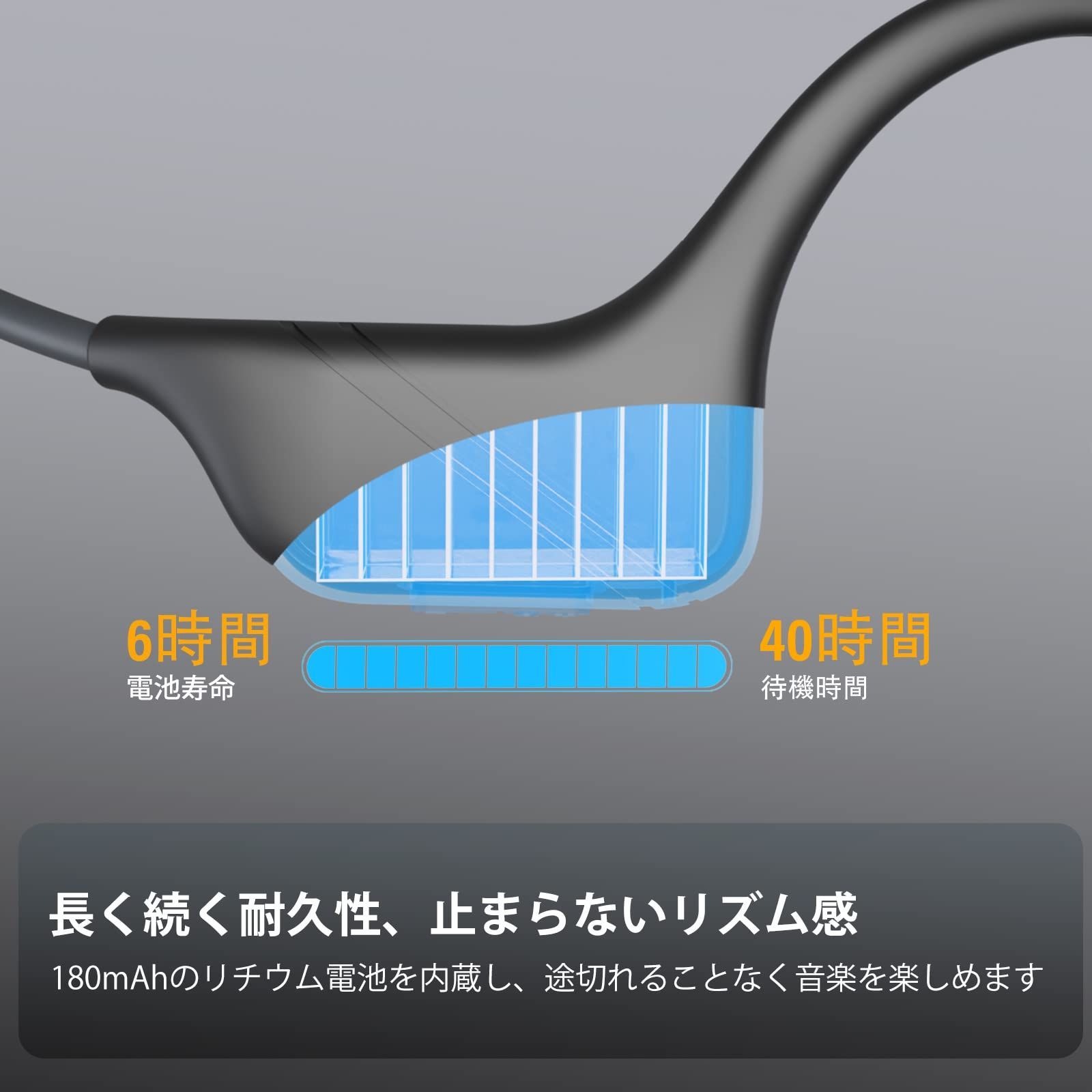骨伝導イヤホン マイク付き BT5.0 骨伝導ヘッドホン 自動ペアリング 二