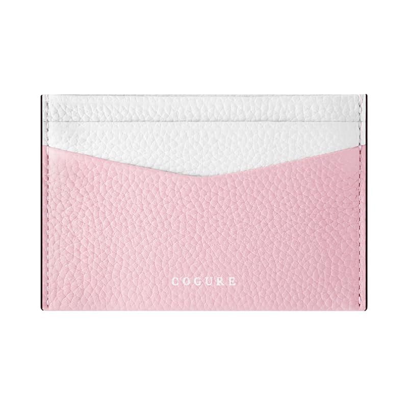 【新着商品】[COGURE] コグレ カードホルダー 本革 シュリンクカーフレザー 薄型 スリム 男女兼用 ギフトボックス付き COPCC15 ピンク+ホワイト
