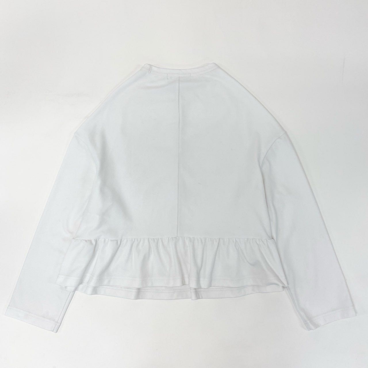 69i26 COMME des GARCONS コムデギャルソン フリルトップス 長袖カットソー ペプラム ストレッチ RK-1007 AD2002 Sサイズ ホワイト レディースk02i